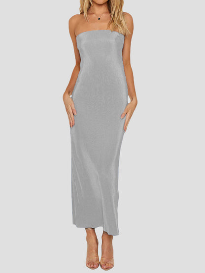 Lace-Up Back Tube Maxi Dress