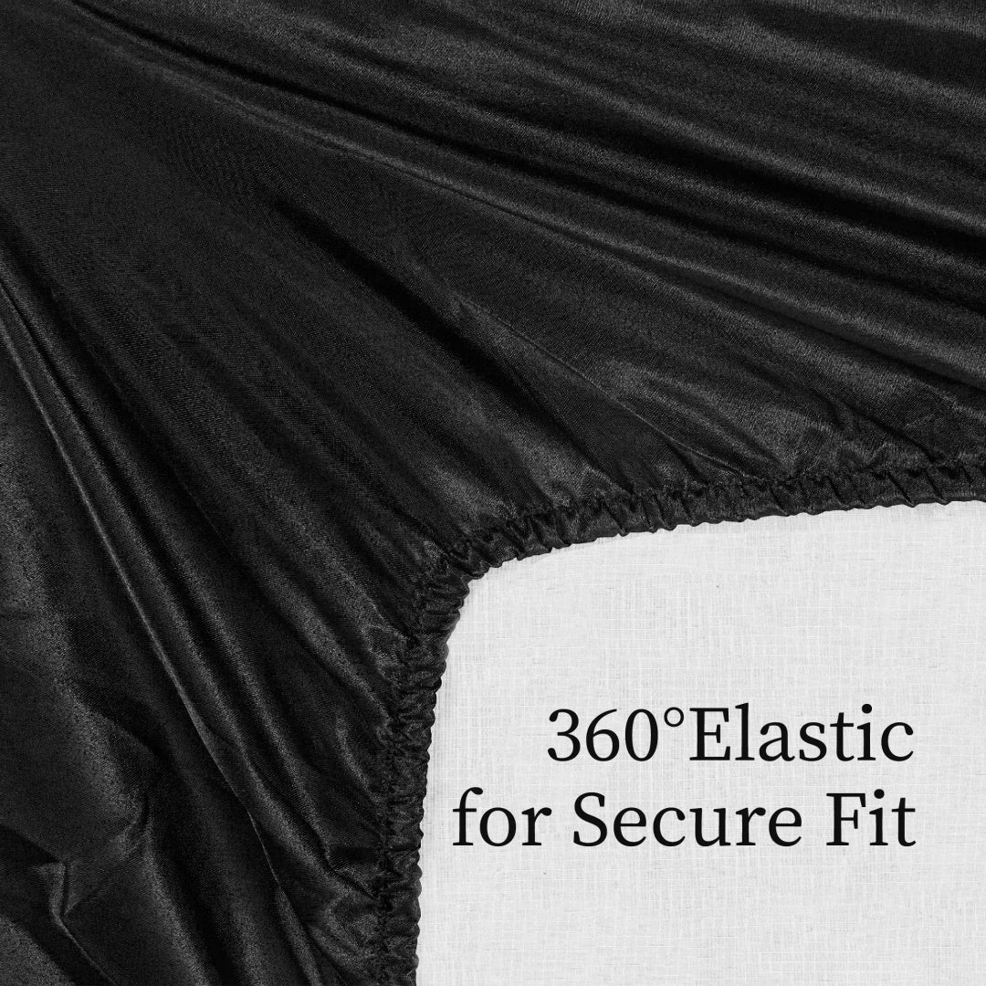 Satin Bed Sheets, Queen Size Sheets Set, 4 Pcs Silky Bedding Set With 15 Inches Deep Pocket For Mattress Queen, Black