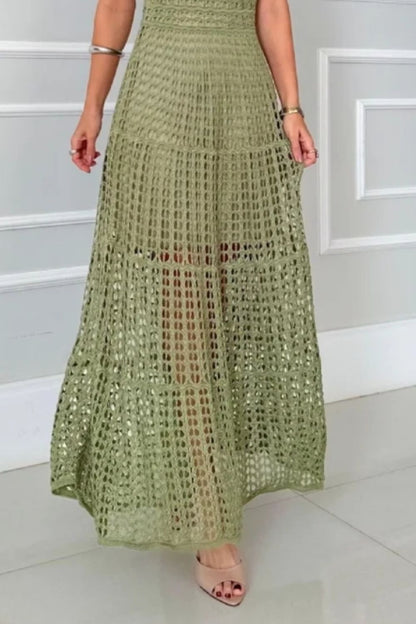 Hollowed-Out Sleeveless Maxi Dress