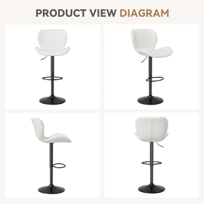 Bar Stools Set Of 2,PU Leather Upholstered Barstools With Back & Footrest, Seat Adjustable Height 22.2-31IN Counter Height Bar Chairs For Bar Kitchen Island