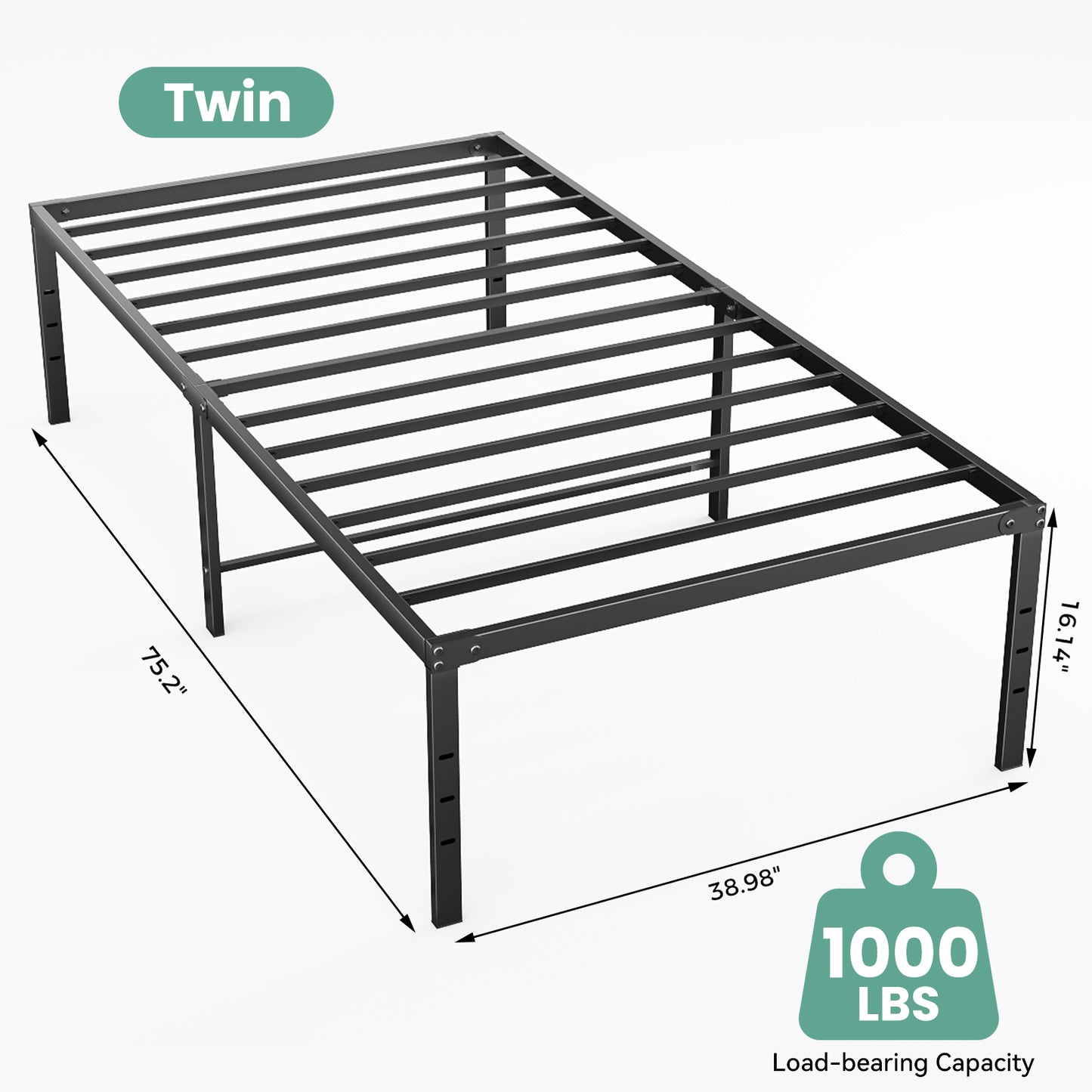 Sturdy And Durable Metal Base Frame, Noiseless Sturdy Steel Crossbars, Under-bed Storage Space, No Need For Box Springs