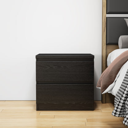19.7-Inch Black Nightstand With 2 Drawers, Beside Table With Drawers Handle Free Design,Thickened Top Plate,Small Side Table Storage Cabinet 2 Drawer Night Stand For Bedroom,Living Room