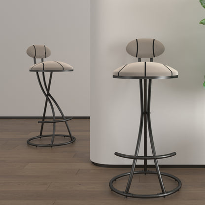 Upholstered Bar Stools Set Of 2 Striped Counter Height Barstools Modern Velvet Dining Chairs For Kitchen Island, Living Room Black  Stripe