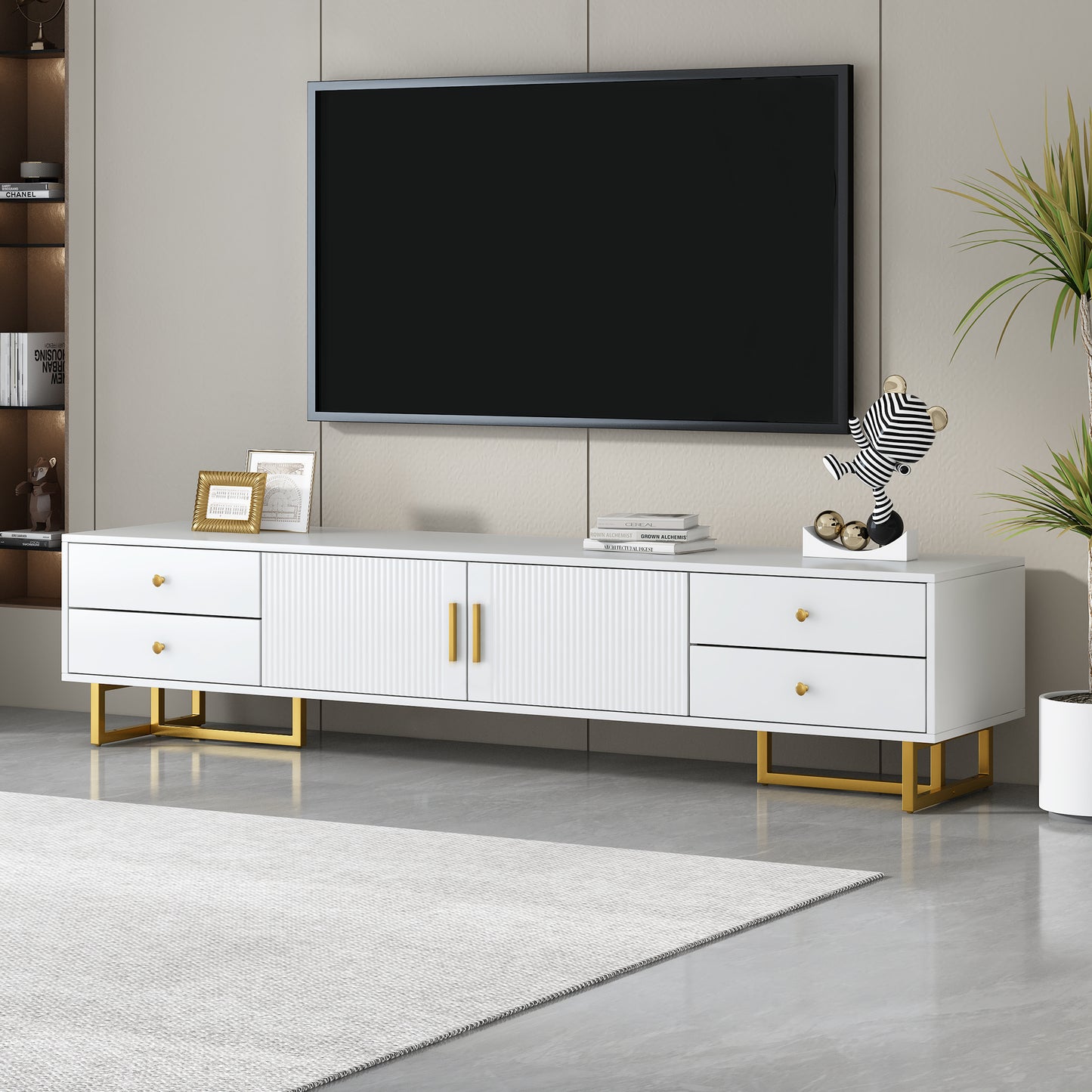 VIBE HAUS TV Stand For 65  Inch TV, Entertainment Center TV Media Console Table, Modern TV Stand With Storage, TV Console Cabinet Furniture For Living Room