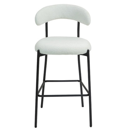 26 Counter Height Bar Stools Teddy Fabric Cover Kitchen Island Counter Bar Stool With Black Powder Coating Base And Footrest