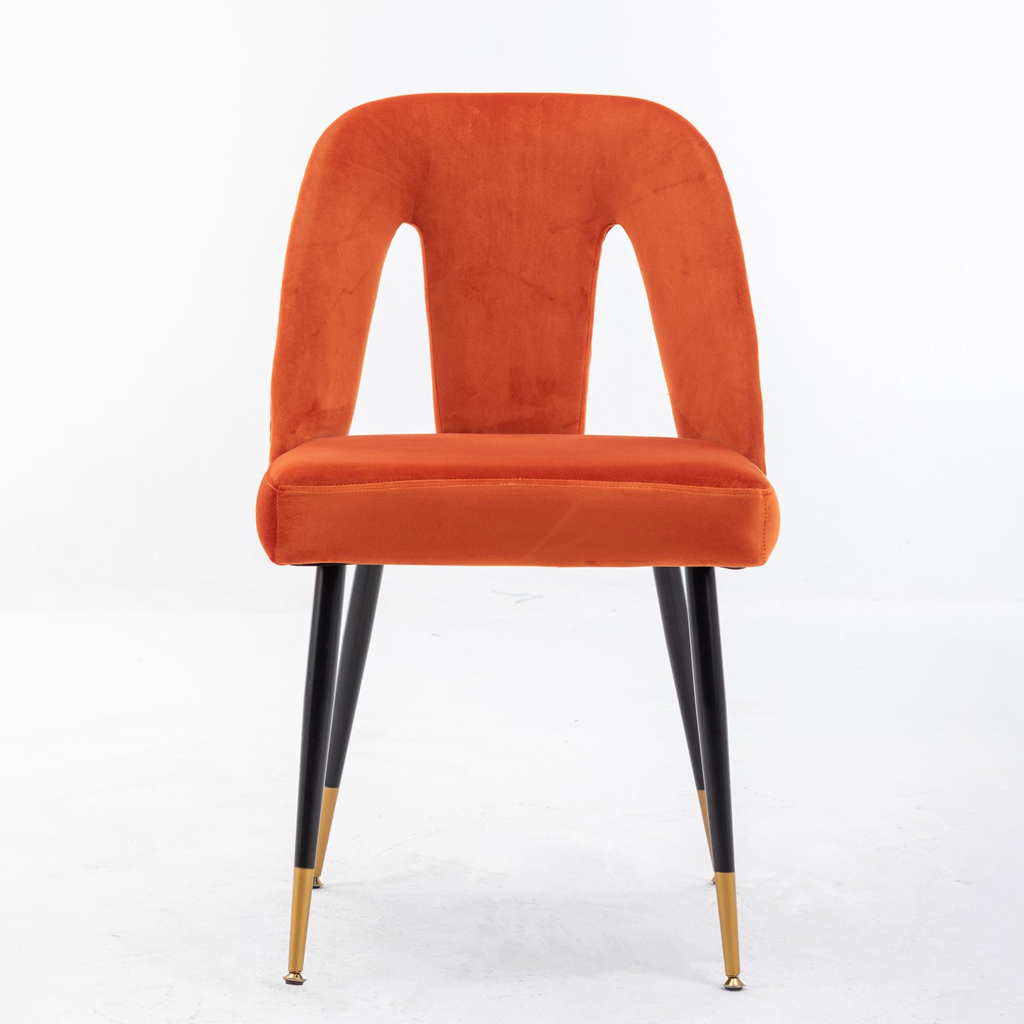 A A Furniture Akoya Collection Modern Contemporary Velvet Upholstered Dining Chair With Nailheads And Gold Tipped Black Metal Legs Orang Set Of 2