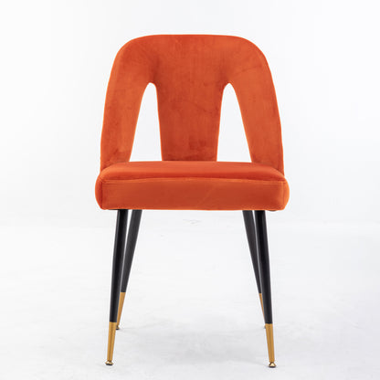 A A Furniture Akoya Collection Modern Contemporary Velvet Upholstered Dining Chair With Nailheads And Gold Tipped Black Metal Legs Orang Set Of 2