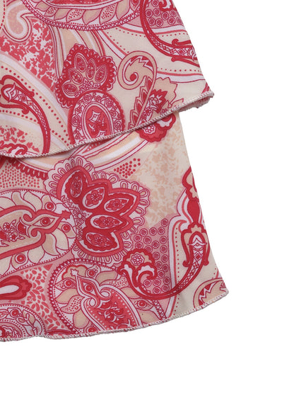 Paisley Print Tube Top and Ruffle Mini Skirt Set