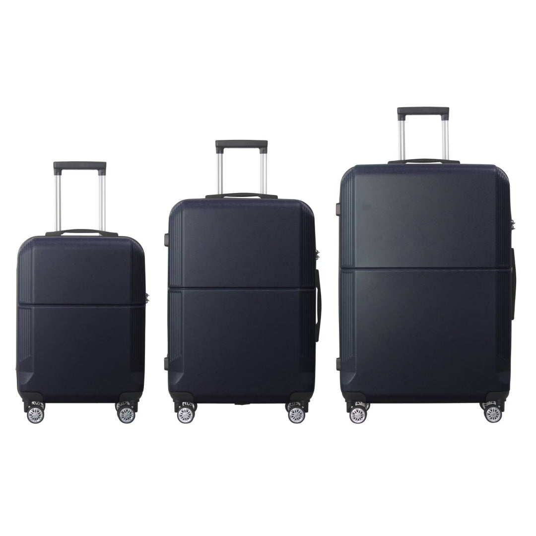 BLUE 3-Piece Premium ABS Luggage Set-20, 24, And 28 Suitcases With Multi-Position Handle, Silent Spinner Wheels, And TSA-Approved Lock-Durable, Stylish, And Spacious Travel Gear