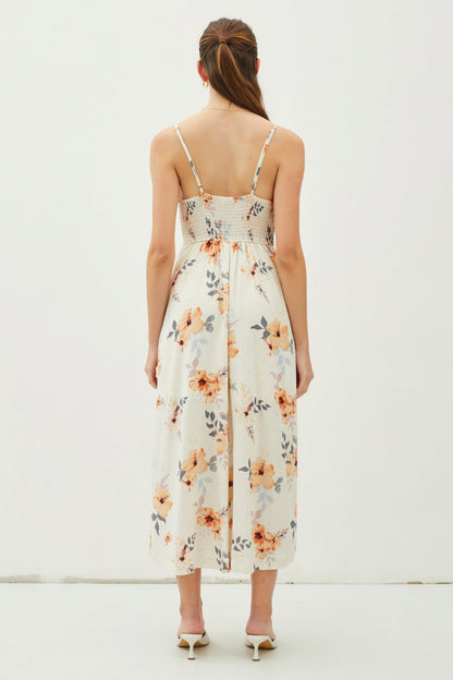 Be Cool Floral Button Down Cami Midi Dress