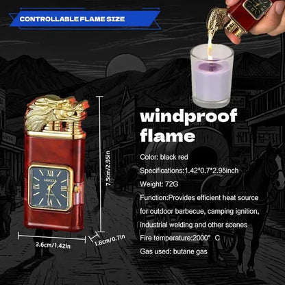 1pc Butane Lighter, Magic Dual Flame Lighter, Windproof Jet & Soft Flame Switchable Lighter, Quartz Dial Lighter, Invertible Flame, Perfect Gift For Father,