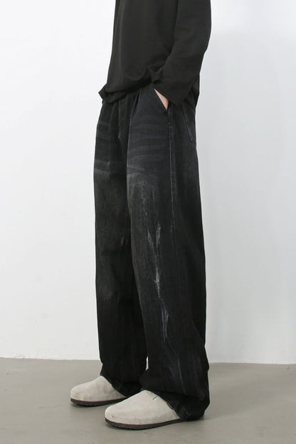 Men's High Waist Washed Jeans