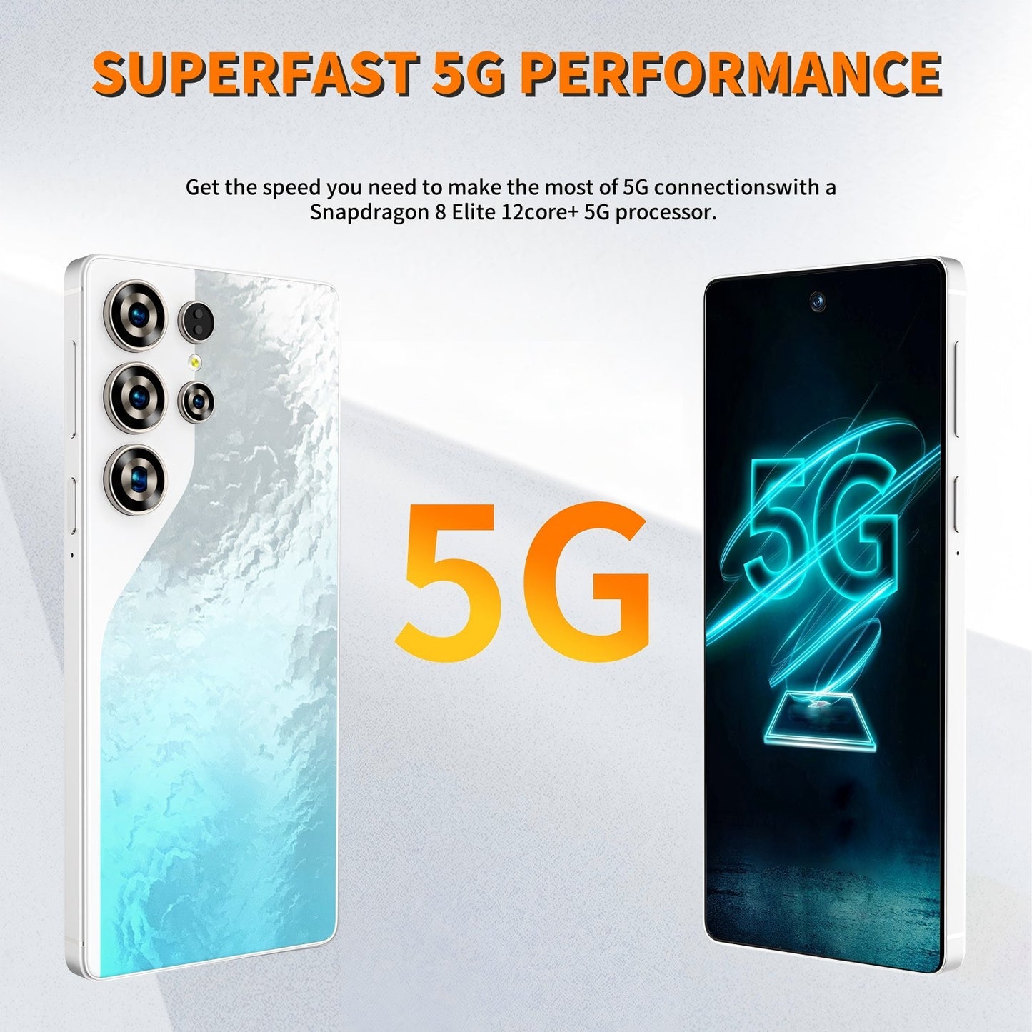 C26 Ultra 5G Unlocked Smartphone, 8GB RAM 256GB Storage Android 15 Cell Phone, 6.9inch FHD Display, 8000mAh Long Battery, Dual SIM, Face & Fingerprint Unlock, GPS, Built-in Stylus