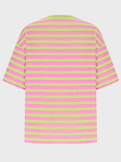 Striped Round Neck Half Sleeve T-Shirt