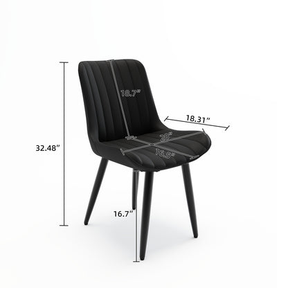 Set Of 2 Modern PU Leather Dining Chairs With Thick Cushions & Metal Legs, Armless Faux Leather Side Chairs For Kitchen, Dining Room