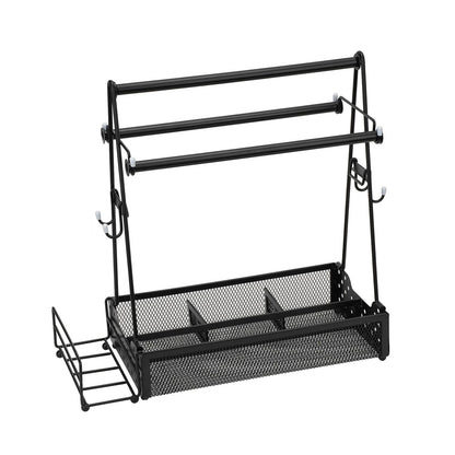 Utensil Caddy Metal Grill Caddy With Paper Towel Holders Utensil Holder For Outdoor Picnic Barbecue Camping Grilling Tools Storage Organizer Barbecue Accessories