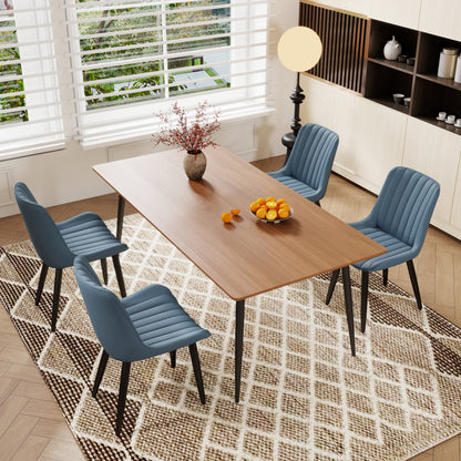 Set Of 2 Modern PU Leather Dining Chairs With Thick Cushions & Metal Legs, Armless Faux Leather Side Chairs For Kitchen, Dining Room