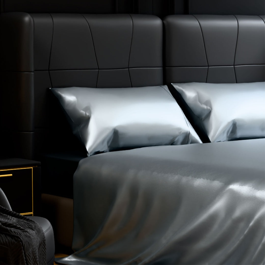 Satin Bed Sheets, Full Size Sheets Set, 4 Pcs Silky Bedding Set With 15 Inches Deep Pocket For Mattress Full, Grey