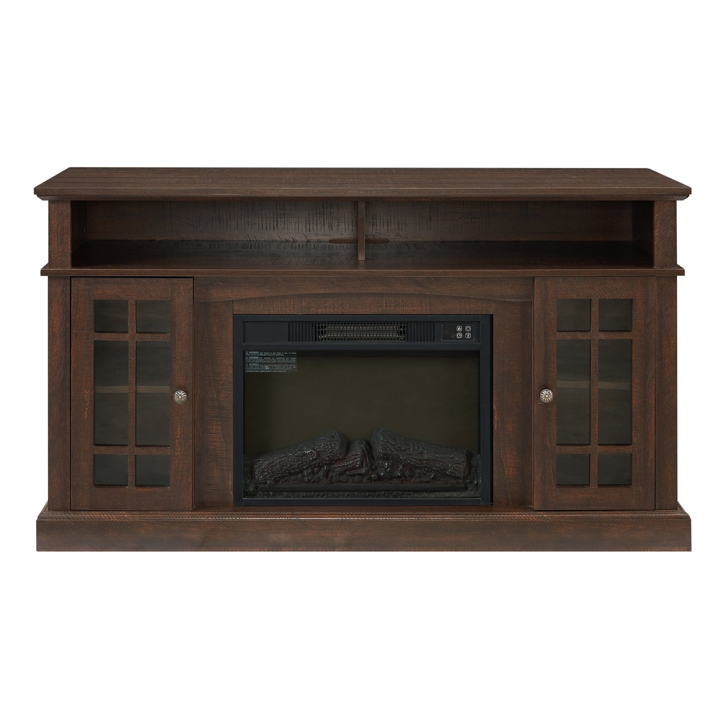 Classic TV Media Stand Modern Entertainment Console For TV Up To 65 With Open And Closed Storage Space, Espresso, 58.25Wx15.75Dx32H