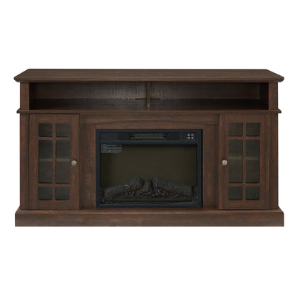 Classic TV Media Stand Modern Entertainment Console For TV Up To 65 With Open And Closed Storage Space, Espresso, 58.25Wx15.75Dx32H