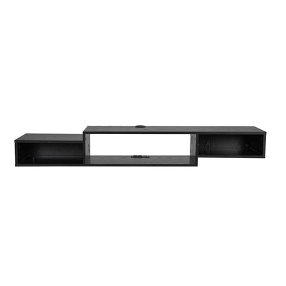 Floating TV Stand, 59" Wall Mount Entertainment Center With Power Outlet & Cable Hole, Modern Floating TV Shelf With Storage Cabinet For DVD Player, Cable Box, Game Console, TV Accessory, Black