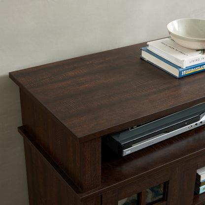 Classic TV Media Stand Modern Entertainment Console For TV Up To 65 With Open And Closed Storage Space, Espresso, 58.25Wx15.75Dx32H