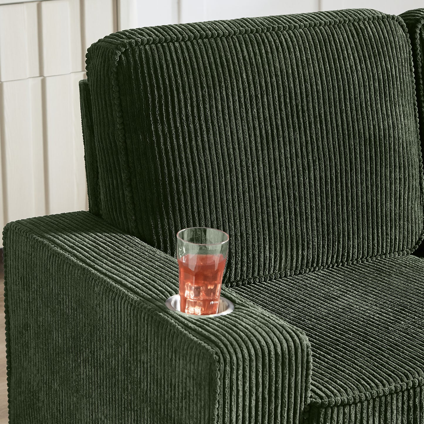 83.86 Corduroy Fabric Sofa,Modern Compressed Couch,3  Seater Sofa, Furniture For Living Room,Bedroom,office ,Green