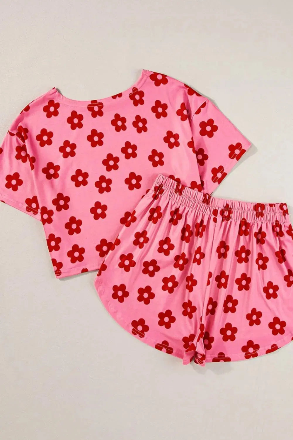 Floral Cropped Tee and Shorts Lounge Set