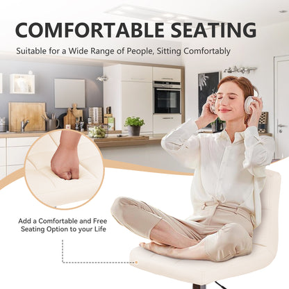 Swivel Bar Stools Set Of 2 Modern PU Leather Barstools With Midback, Adjustable Counter Height Bar Chairs