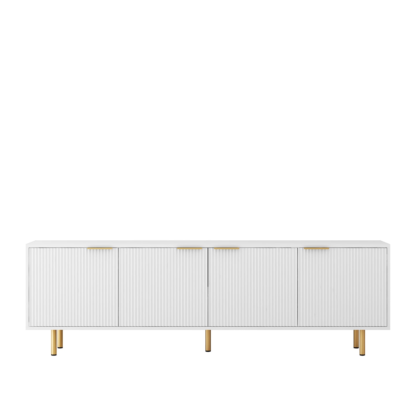 White Modern TV Stand Fluted T, Entertainment Center With Storage Doors, TV Console Media Cabinet, For 55 Inch TV, Living Room