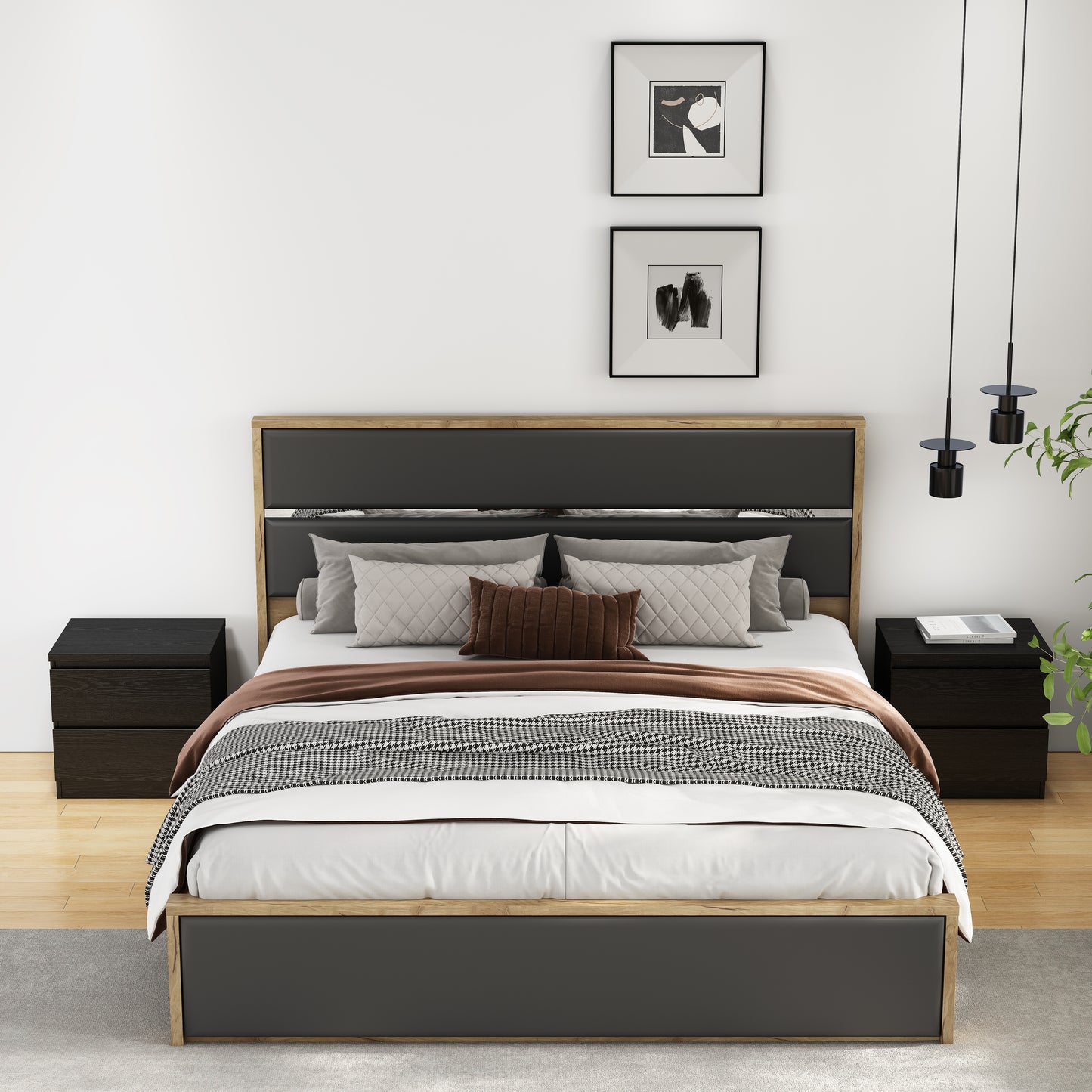 19.7-Inch Black Nightstand With 2 Drawers, Beside Table With Drawers Handle Free Design,Thickened Top Plate,Small Side Table Storage Cabinet 2 Drawer Night Stand For Bedroom,Living Room