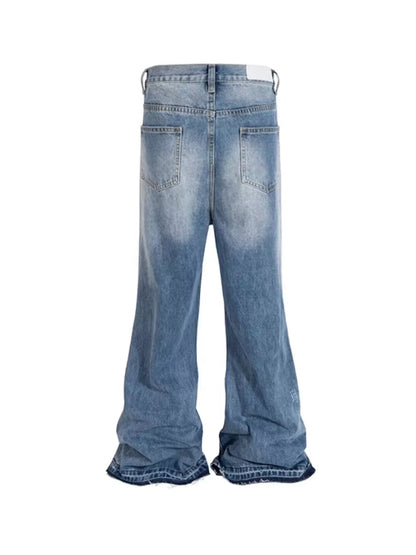 Men's Full Size Distressed Wide Leg Jeans Plus Size