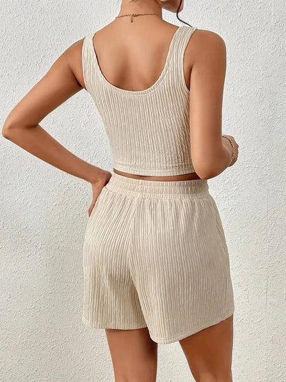 Scoop Neck Top and Shorts Set