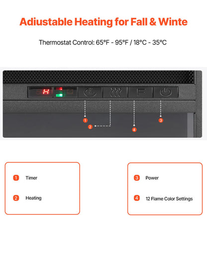 75 Inch Freestanding Fireplaces, 1500W 5120BTU Fake Electric Fireplace Stove Heater With Mantel, Overheating Protection, Adjustable Flames,Timer, Remote, For Living Room,Bedroom,White