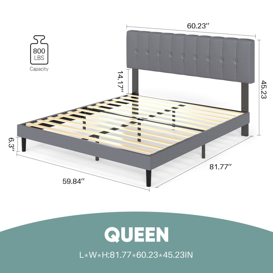 The Headboard Is Made Of Grey Sponge Soft Packaging, The Bed Board Is Wooden And The Bed Frame Is Iron