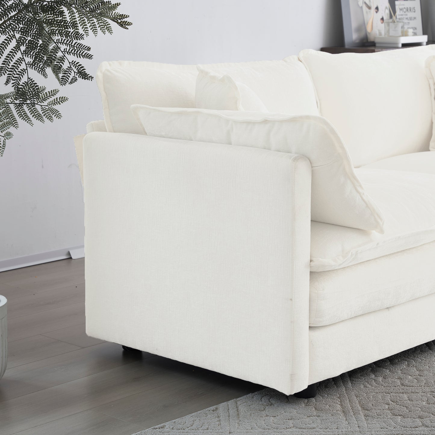 3-Piece Upholstered Sofa, Living Room Sectional Sofa Set Modern Sofa Couches Set , Deep Seat Sofa For Living Room Apartment, 1-3 Seat White