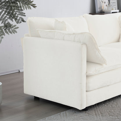 3-Piece Upholstered Sofa, Living Room Sectional Sofa Set Modern Sofa Couches Set , Deep Seat Sofa For Living Room Apartment, 1-3 Seat White