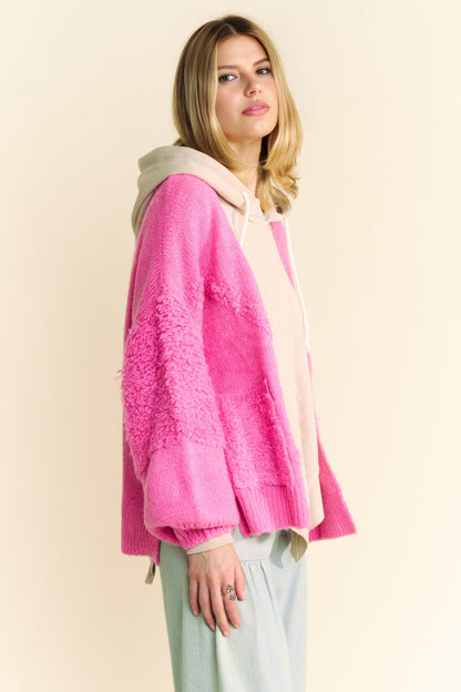 Back To School Sweater - Davi & Dani Side Slit Open Front Long Sleeve Cardigan