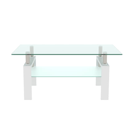 Rectangle Glass Coffee Table, Clear Coffee Table, Modern Side Center Tables For Living Room, Living Room Furniture