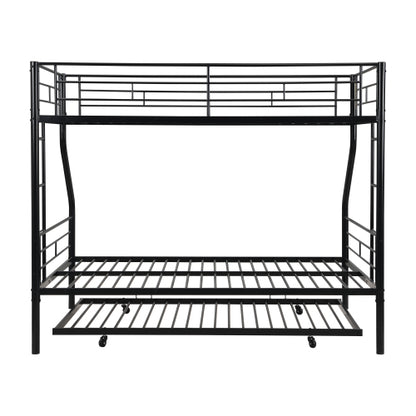 Twin Over Full With Trundle Metal Bunk Bed , No Box Spring Needed, Easy Assemble