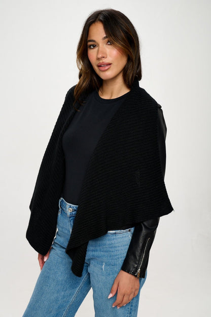 Women's Knit Collar Faux Leather Crop Jacket