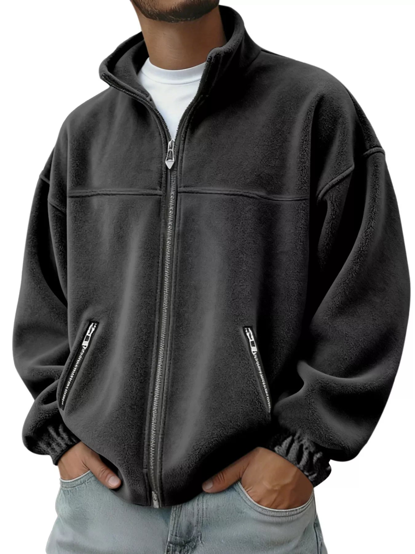 Men's Full Size Zip Up Long Sleeve Outerwear Plus Size