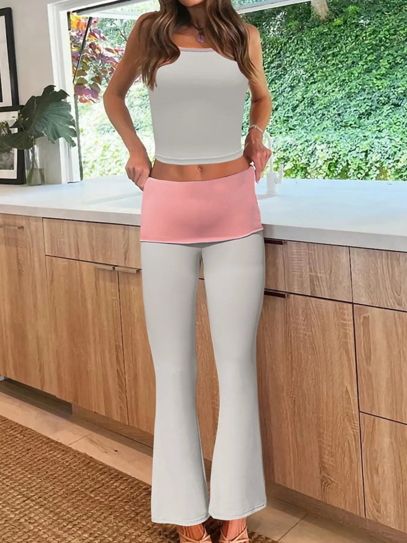 Contrast Trim Tank and Pants Active Set