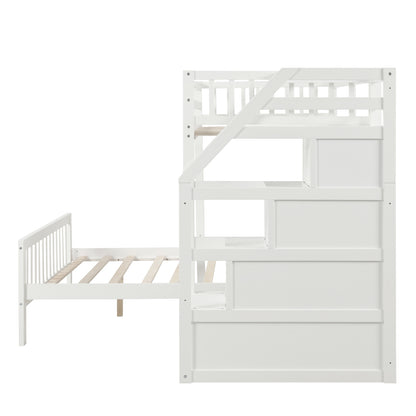 Twin Over Full Loft Bed With Staircase,White