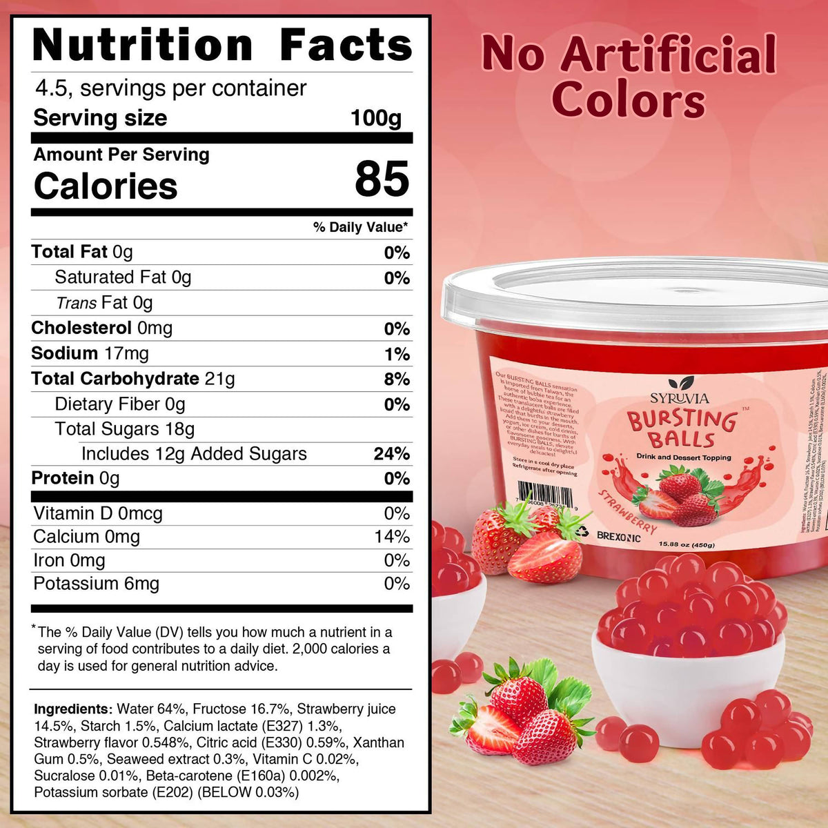 Strawberry Flavored Popping Boba 1 LB