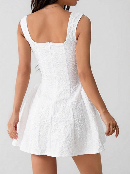 Textured Square Neck Mini Dress