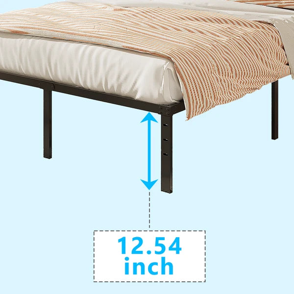 Black Full Size Simple Basic Platform Metal Bed Frame - 14 Inch Bed Height