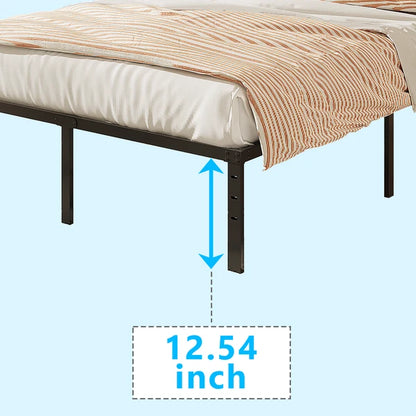 Black Full Size Simple Basic Platform Metal Bed Frame - 14 Inch Bed Height