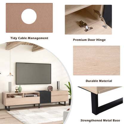 Modern TV Stand For 80'' TV With Double Storage Space, Media Console Table, Entertainment Center With Drop Down Door For Living Room, Bedroom, Home Theatre