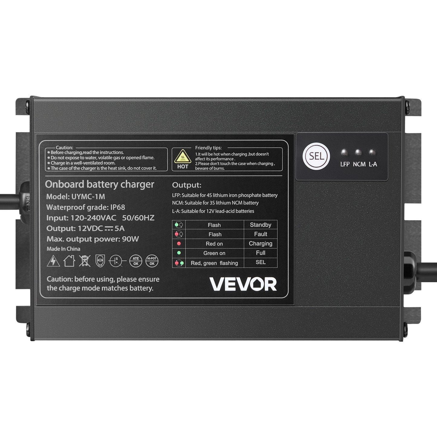 1-Bank 5A 12V Smart Marine Battery Charger Onboard IP68 Waterproof Boat RV Yacht
